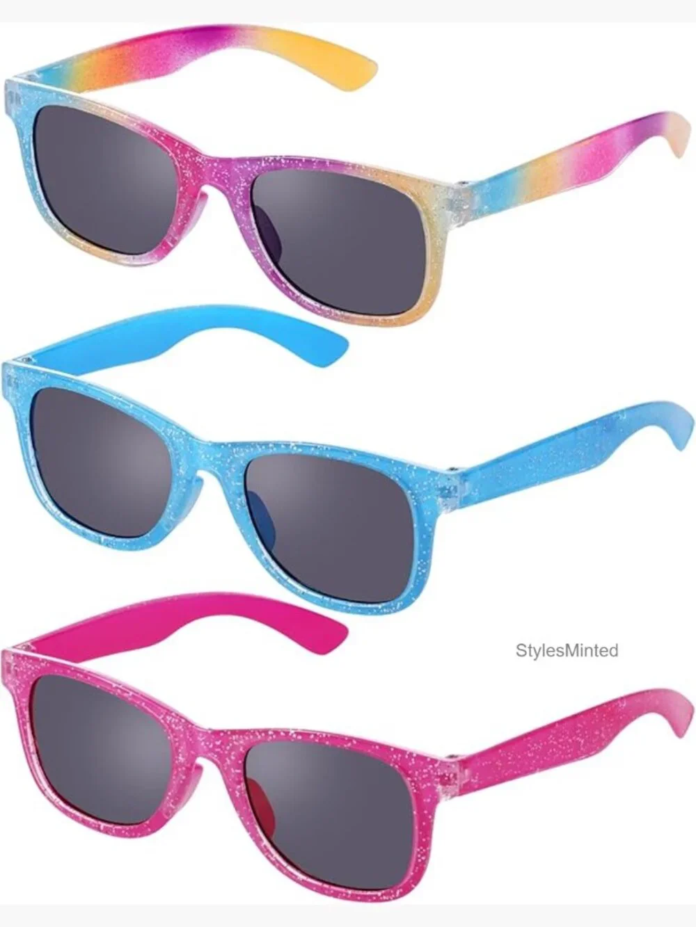 3 Pack Kids Princess Glitter Sunglasses with UV Protection for Toddlers